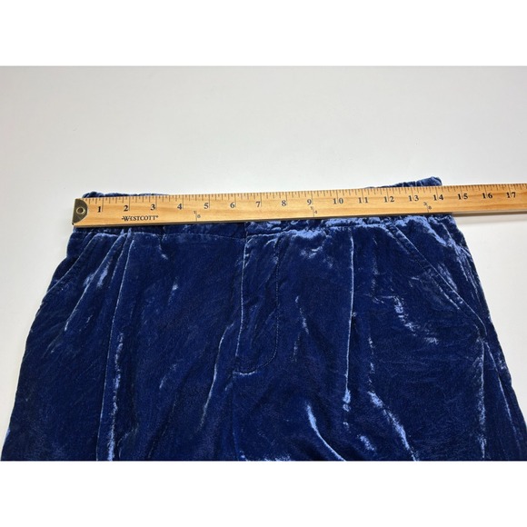 Anthropologie Pants Womens Small Blue Velvet Wide Leg Party Holiday High Rise - Picture 6 of 9